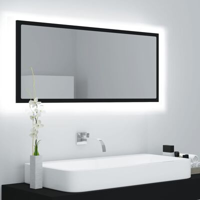 vidaXL fekete akril LED-es fürdőszobai tükör 100x8,5x37 cm