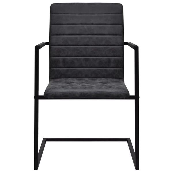 vidaXL 6 db fekete műbőr szánkótalpas étkezőszék