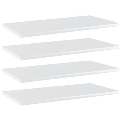 vidaXL 4 db magasfényű fehér forgácslap könyvespolc 60 x 30 x 1,5 cm