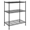 vidaXL 3 szintes fekete t&aacute;rol&oacute;&aacute;llv&aacute;ny 150 kg 60 x 35 x 76 cm
