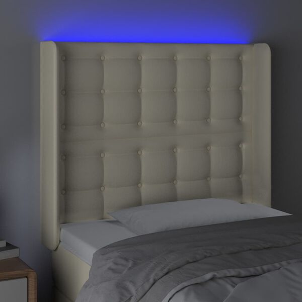 vidaXL kr&eacute;msz&iacute;nű műbőr LED-es fejt&aacute;mla 83x16x118/128 cm