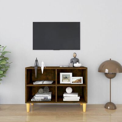 vidaXL füstös tölgyszínű TV-szekrény tömör falábakkal 69,5x30x50 cm