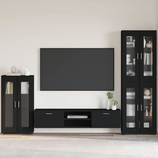 vidaXL Sz&eacute;f polcokkal ajt&oacute;val FLORIN Fekete 55,5 x 29 x 103 cm Faanyag