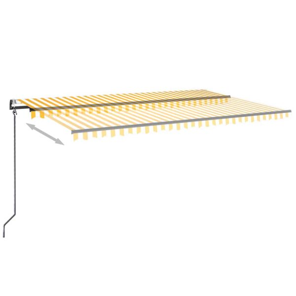 vidaXL s&aacute;rga-feh&eacute;r sz&eacute;l&eacute;rz&eacute;kelős &eacute;s LED-es napellenző 500 x 350 cm