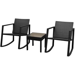 vidaXL 3 darabos fekete polyrattan bisztr&oacute;szett
