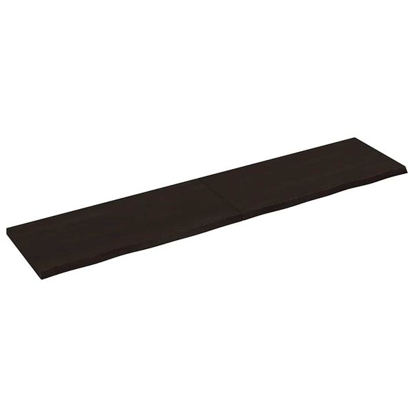 vidaXL s&ouml;t&eacute;tbarna kezelt t&ouml;m&ouml;r t&ouml;lgyfa asztallap 220x50x(2-4) cm