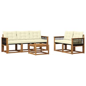 vidaXL K&uuml;lt&eacute;ri kanap&eacute; szett p&aacute;rn&aacute;val 6 pcs Term&eacute;szetes &eacute;s kr&eacute;msz&iacute;nű