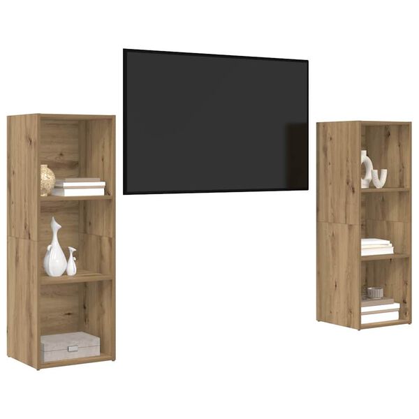 vidaXL TV szekr&eacute;ny garnit&uacute;ra 2 pcs Artisan t&ouml;lgy 107 x 35 x 37 cm