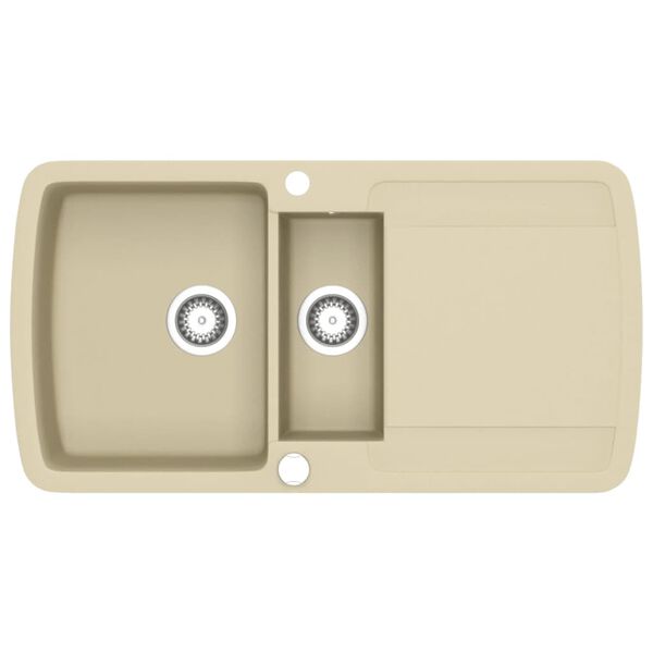 vidaXL bézsszínű, kétmedencés gránit mosogatótálca