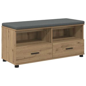 vidaXL Előt&eacute;r pad K&eacute;zműves T&ouml;lgy 100 x 38 x 46 cm Műanyag Fa &eacute;s Sz&ouml;vet
