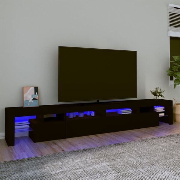 vidaXL fekete TV-szekr&eacute;ny LED-vil&aacute;g&iacute;t&aacute;ssal 260x36,5x40 cm