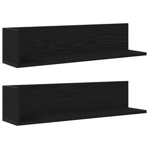 vidaXL 2 db fekete szerelt fa fali polc 75 x 16,5 x 16,5 cm