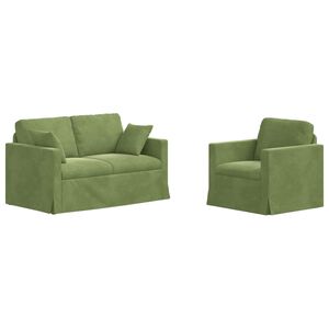 vidaXL Kanap&eacute; Szett 2 pcs Vil&aacute;gos z&ouml;ld 138 x 78 x 80 cm B&aacute;rsony