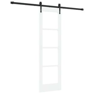 vidaXL Cs&uacute;sz&oacute; ajt&oacute; Feh&eacute;r &eacute;s fekete 61 x 198,5 cm T&ouml;m&ouml;r fenyőfa &eacute;s &uuml;veg