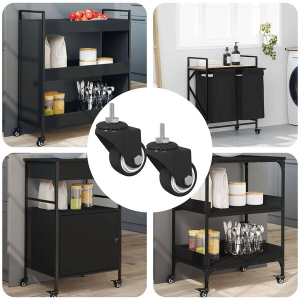 vidaXL Forg&oacute; ker&eacute;k 2 pcs Fekete 40,4 x 40,4 x 19,7 mm Vas &eacute;s nylon