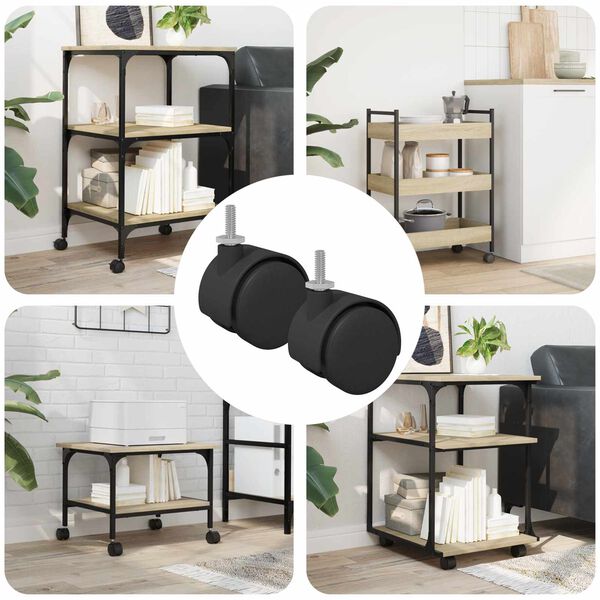 vidaXL Kerekek 2 pcs Fekete 40,1 x 37,8 mm PP &eacute;s vas