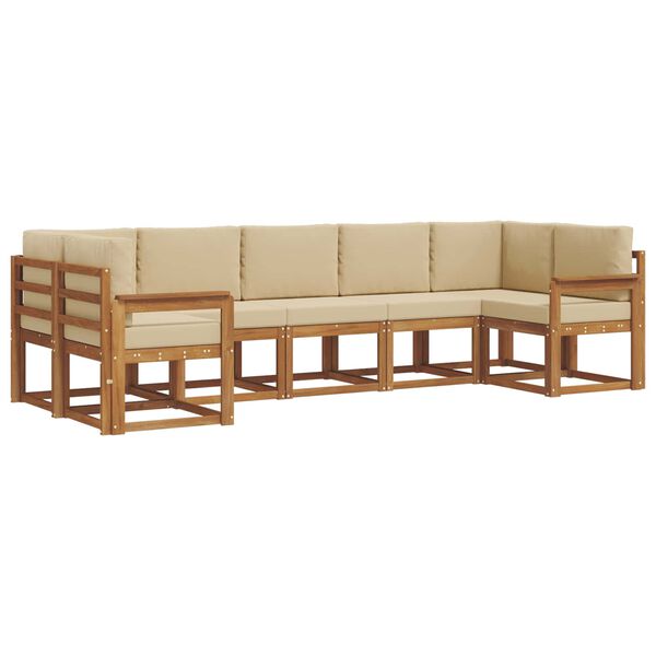 vidaXL K&uuml;lt&eacute;ri kanap&eacute; szett p&aacute;rn&aacute;val 7 pcs Term&eacute;szetes &eacute;s b&eacute;zs