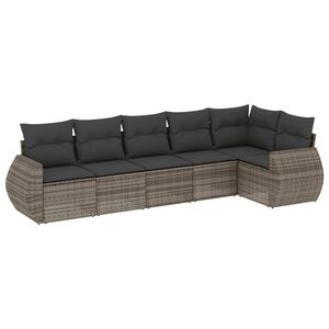 vidaXL 6 r&eacute;szes sz&uuml;rke polyrattan kerti &uuml;lőgarnit&uacute;ra p&aacute;rn&aacute;kkal