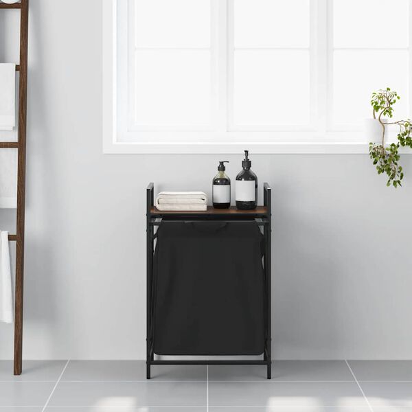 vidaXL barna tölgy mosodai kosár 1 rekeszes polccal