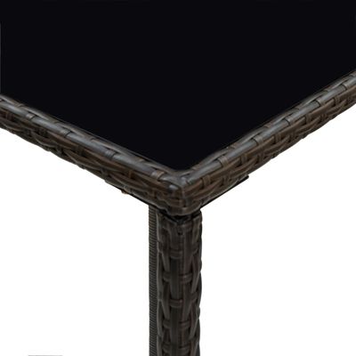 vidaXL barna polyrattan és üveg kerti bárasztal 70 x 70 x 110 cm