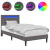 vidaXL &Aacute;gykeret LED szalagokkal fejt&aacute;ml&aacute;val Sz&uuml;rke 90 x 190 cm Műbőr