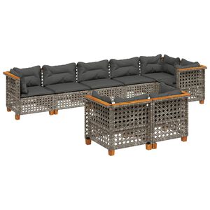 vidaXL 8 r&eacute;szes sz&uuml;rke polyrattan kerti &uuml;lőgarnit&uacute;ra p&aacute;rn&aacute;kkal