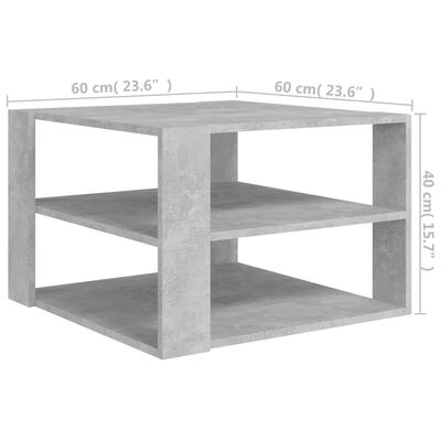 vidaXL betonszürke forgácslap dohányzóasztal 60 x 60 x 40 cm