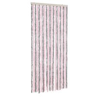 vidaXL ezüstszürke és rózsaszín zsenília rovarfüggöny 90 x 200 cm