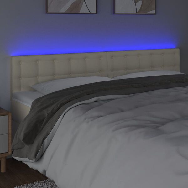 vidaXL kr&eacute;msz&iacute;nű műbőr LED-es fejt&aacute;mla 180 x 5 x 78/88 cm