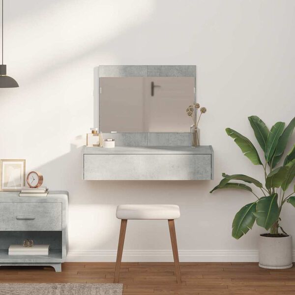 vidaXL Öltözködőasztal fiókkal tükörrel Szürke 83 x 40 x 70 cm Faanyag