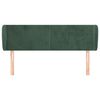 vidaXL sötétzöld bársony fejtámla szárnyakkal 147x23x78/88 cm