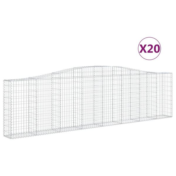 vidaXL 20 db íves horganyzott vas gabion kosár 400x30x100/120 cm