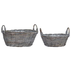 vidaXL Vir&aacute;gkos&aacute;r t&aacute;rol&oacute;val 2 pcs Sz&uuml;rke Lacak Rattan