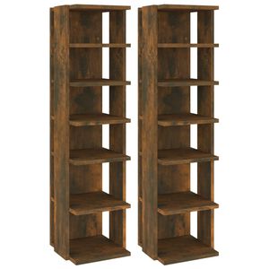 vidaXL 2 db f&uuml;st&ouml;s t&ouml;lgy sz&iacute;nű szerelt fa cipőtart&oacute; 27,5 x 27 x 102 cm