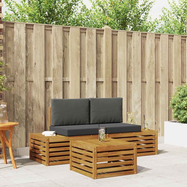 vidaXL K&uuml;lt&eacute;ri kanap&eacute; szett p&aacute;rn&aacute;val 3 Darab Term&eacute;szetes &eacute;s antracit