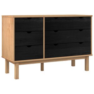 vidaXL Fi&oacute;kos szekr&eacute;ny OTTA Fekete 111 x 43 x 73,5 cm T&ouml;m&ouml;r Fenyőfa