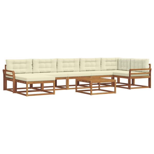 vidaXL K&uuml;lt&eacute;ri kanap&eacute; szett p&aacute;rn&aacute;val 8 pcs Term&eacute;szetes &eacute;s kr&eacute;msz&iacute;nű