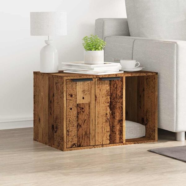 vidaXL antik fa sz&iacute;nű szerelt fa macskaalomdoboz 60 x 40 x 40 cm