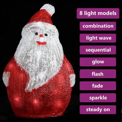 vidaXL LED-es akril karácsonyi mikulásfigura bel- és és kültérre 28 cm