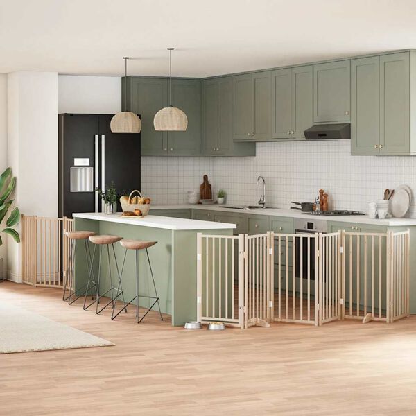 vidaXL ny&aacute;rfa 9 paneles &ouml;sszecsukhat&oacute; kutyakapu ajt&oacute;val 450 cm