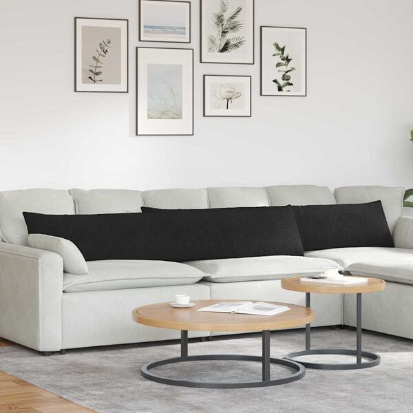 vidaXL Kanapé párnák 2 pcs Fekete 200 x 40 cm szövet