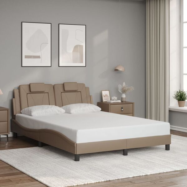 vidaXL cappuccino sz&iacute;nű &aacute;gykeret Viana LED-ekkel matrac n&eacute;lk&uuml;l 140x190 cm