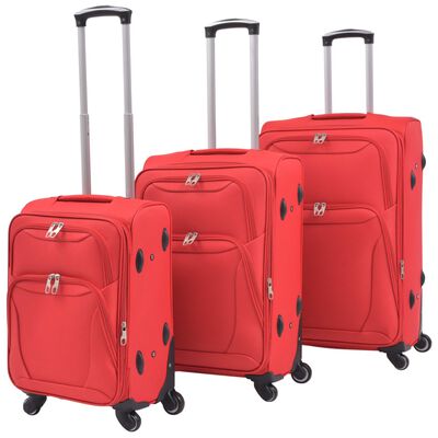 vidaXL 3 darabos, piros, puha fedeles görgős bőröndszett