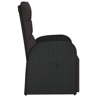 vidaXL fekete dönthető háttámlás polyrattan kerti szék párnával
