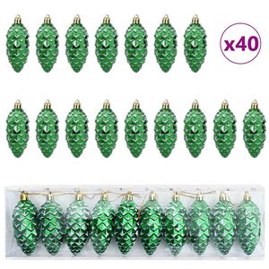 vidaXL Kar&aacute;csonyi tobozlabda 40 db Z&ouml;ld 4 x 9 cm Műanyag