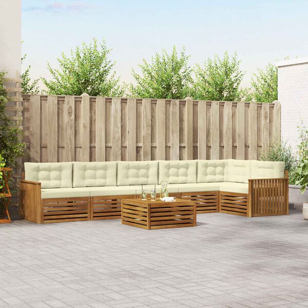 vidaXL K&uuml;lt&eacute;ri kanap&eacute; szett p&aacute;rn&aacute;val 7 pcs Term&eacute;szetes &eacute;s kr&eacute;msz&iacute;nű