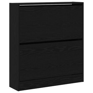 vidaXL Cipőszekr&eacute;ny 80 x 21 x 87,5 cm Szerelt Fa Fekete t&ouml;lgy