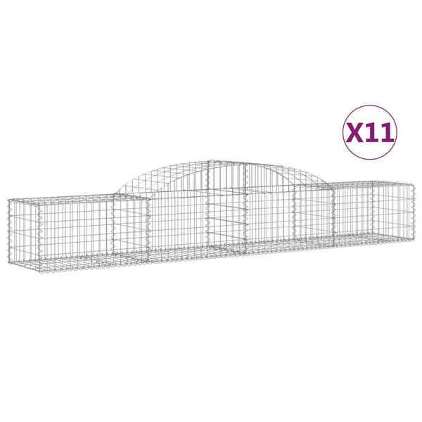 vidaXL 11 db íves horganyzott vas gabion kosár 300x50x40/60 cm