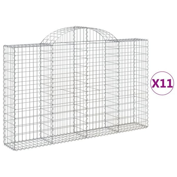 vidaXL 11 db íves horganyzott vas gabion kosár 200x30x120/140 cm