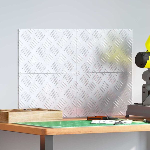 vidaXL L&eacute;pcsőfok N&eacute;gysz&ouml;gletes 4 pcs Ez&uuml;st 30 x 20 cm Alum&iacute;nium